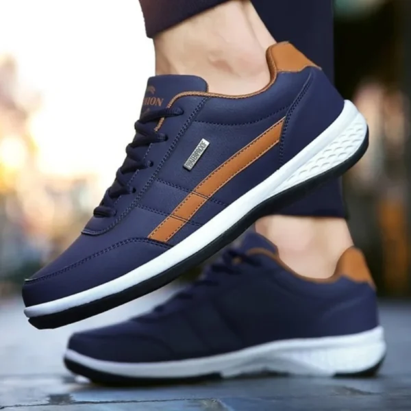 Chaussures Homme Élégantes en Cuir - Couleur bleu et marron – Image 2